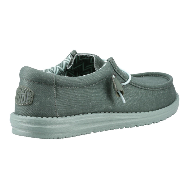 HEYDUDE Wally Canvas Chaussures Mocassins Pour Hommes En 100% Coton Vert Canard/Vert Iceberg