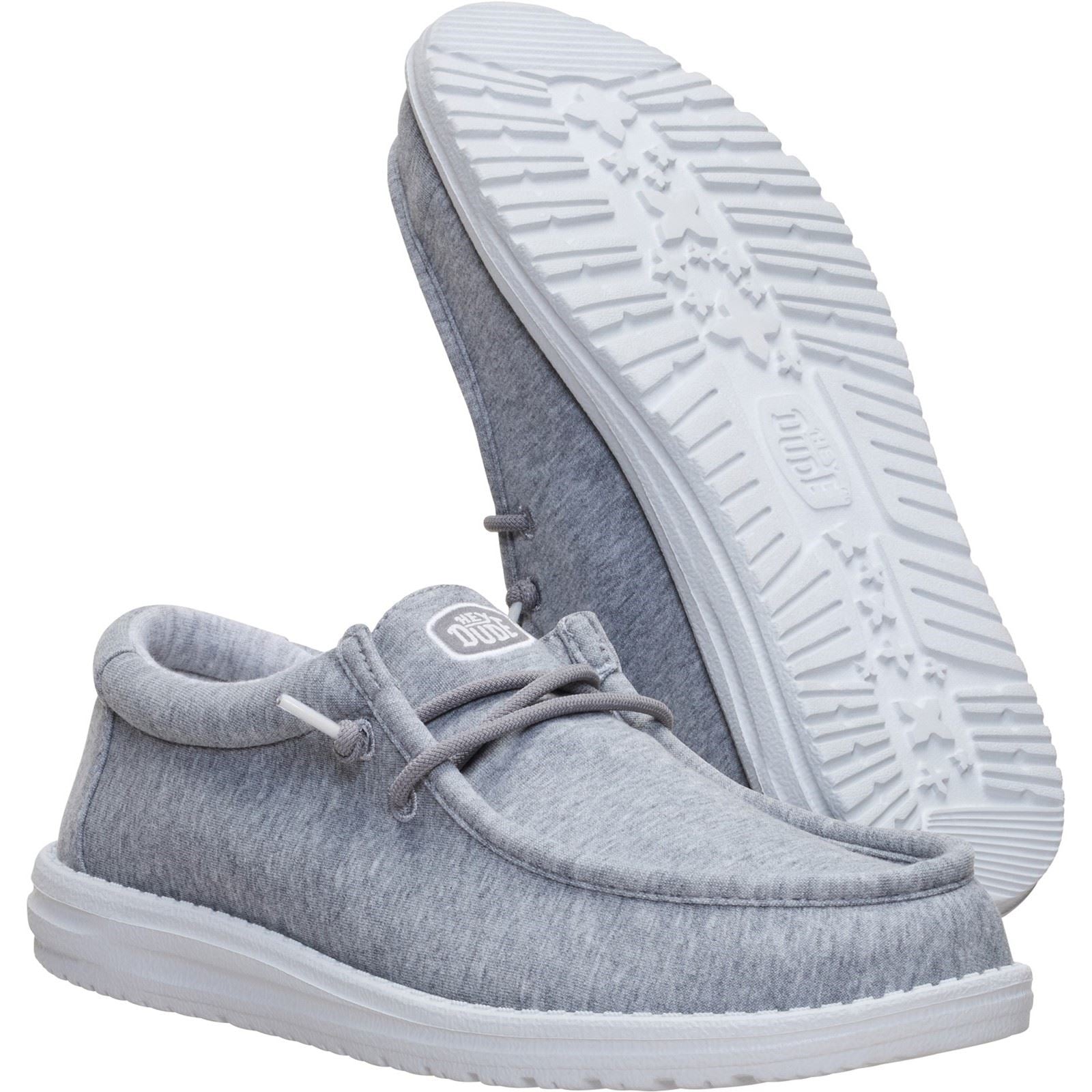 HEYDUDE Wally Stretch Jersey Mocassins Gris Pour Homme En Textile