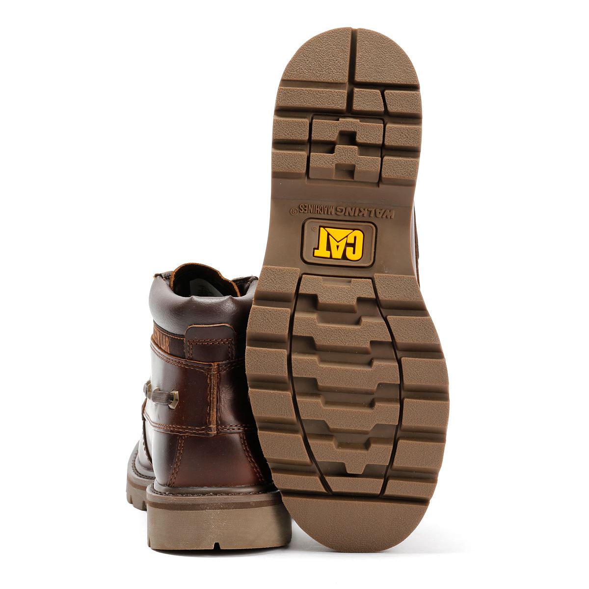 Caterpillar Colorado Boat Mid Bottes En Cuir Pour Hommes Marron