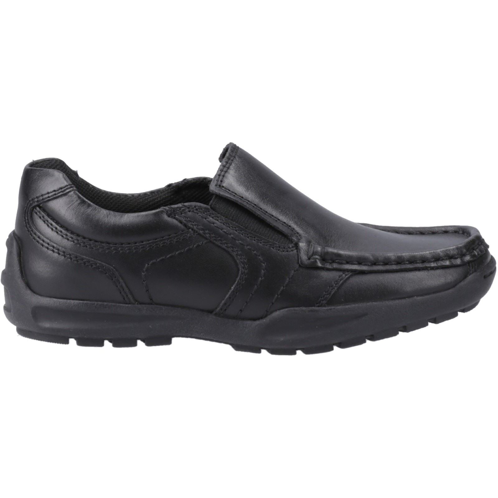 Hush Puppies Morgan Chaussures Noires Pour Garçons En Cuir