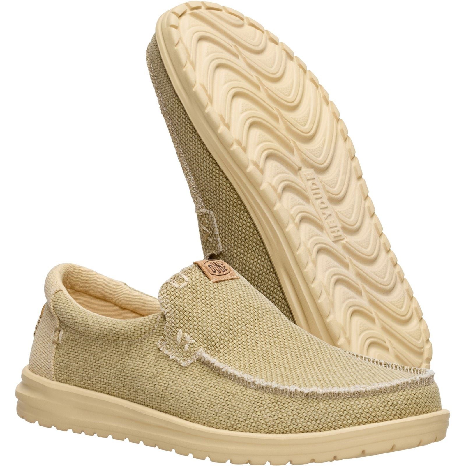 HEYDUDE Mikka Braided Mocassins En Textile Pour Hommes Olive Gris/Tan Boulder