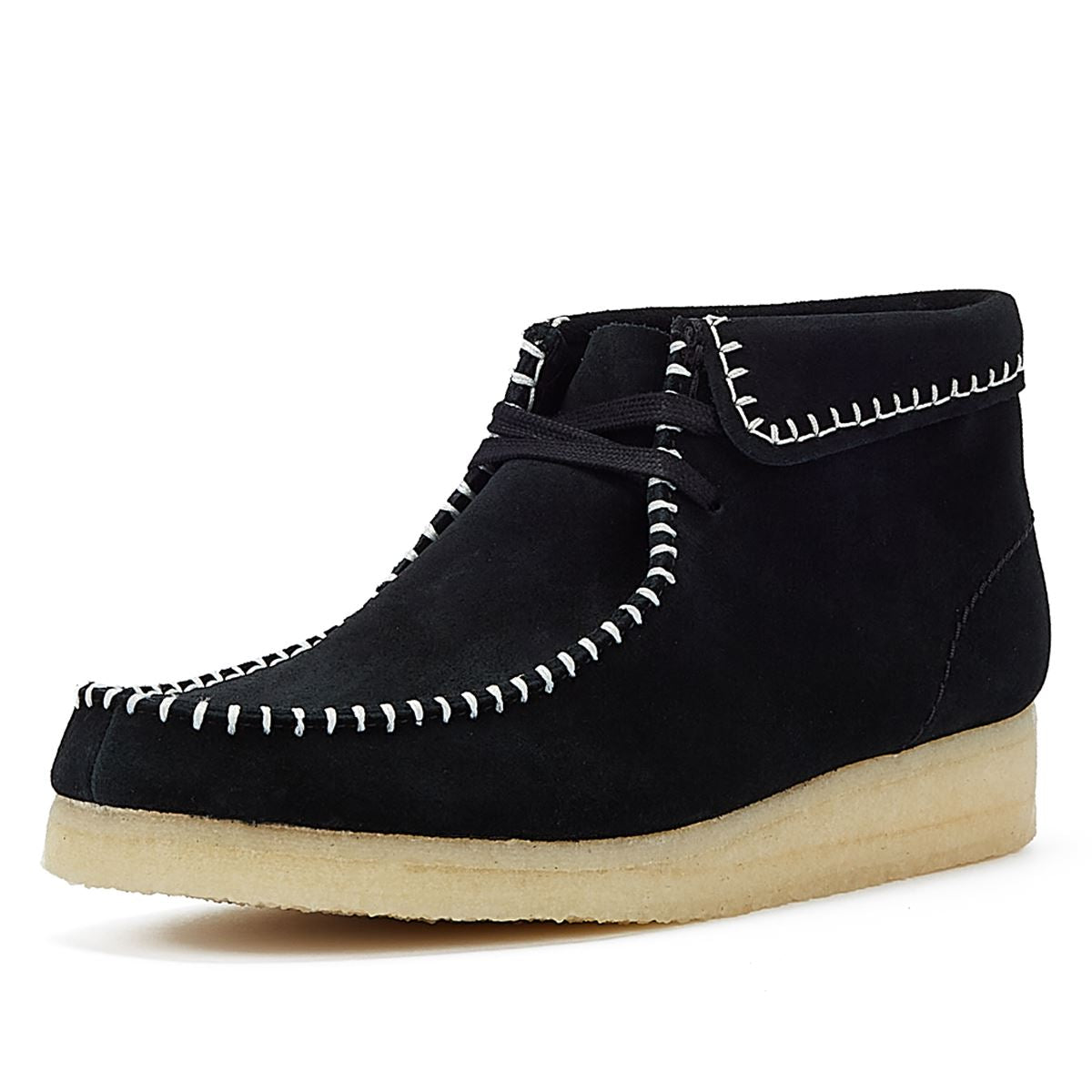 Clarks Bottes Noires Pour Femmes En Suède Avec Couture Wallabee