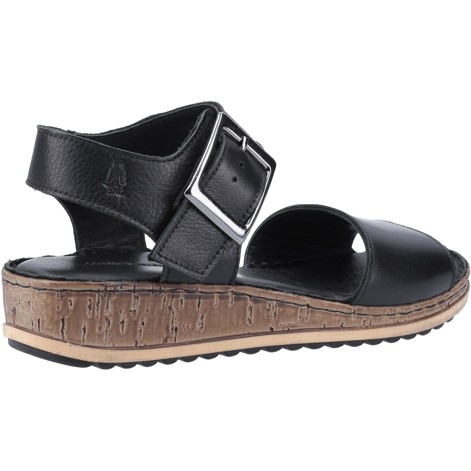 Hush Puppies Ellie Wide Sandales Noires Pour Femmes En Cuir