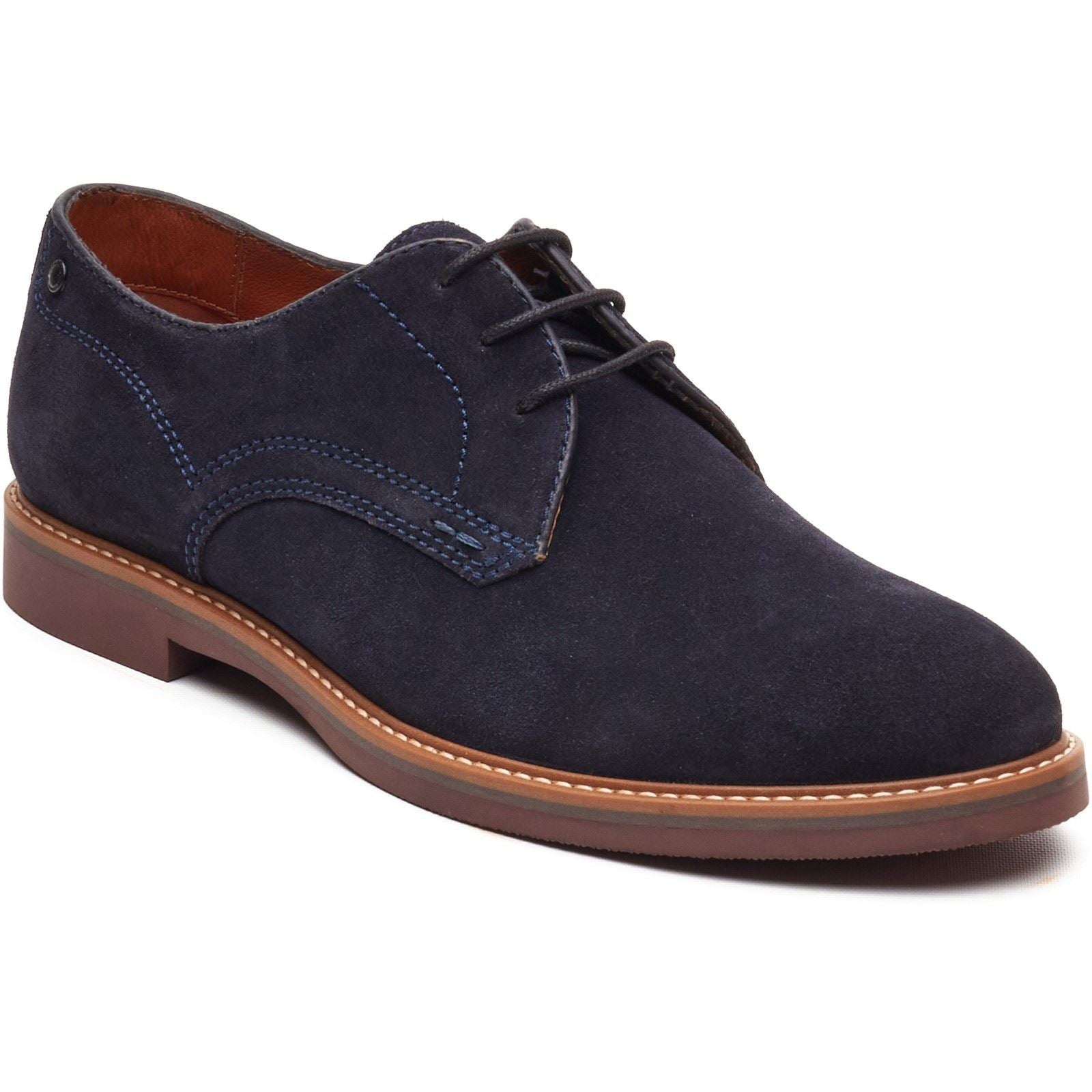 Base London Strand Lace Up Chaussures À Lacets En Cuir Pour Hommes Bleu Marine