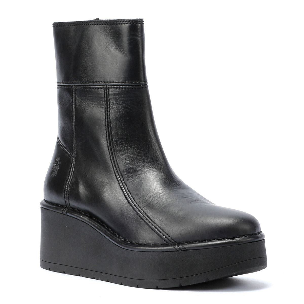 Fly London Hann Bottes Noires En Cuir Pour Femmes
