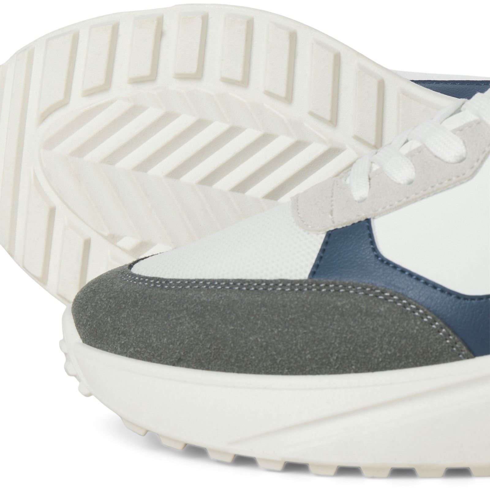 Jack & Jones Aspire Runner Sneakers Pour Homme En Polyuréthane Blanc Castlerock/Navy Blazer