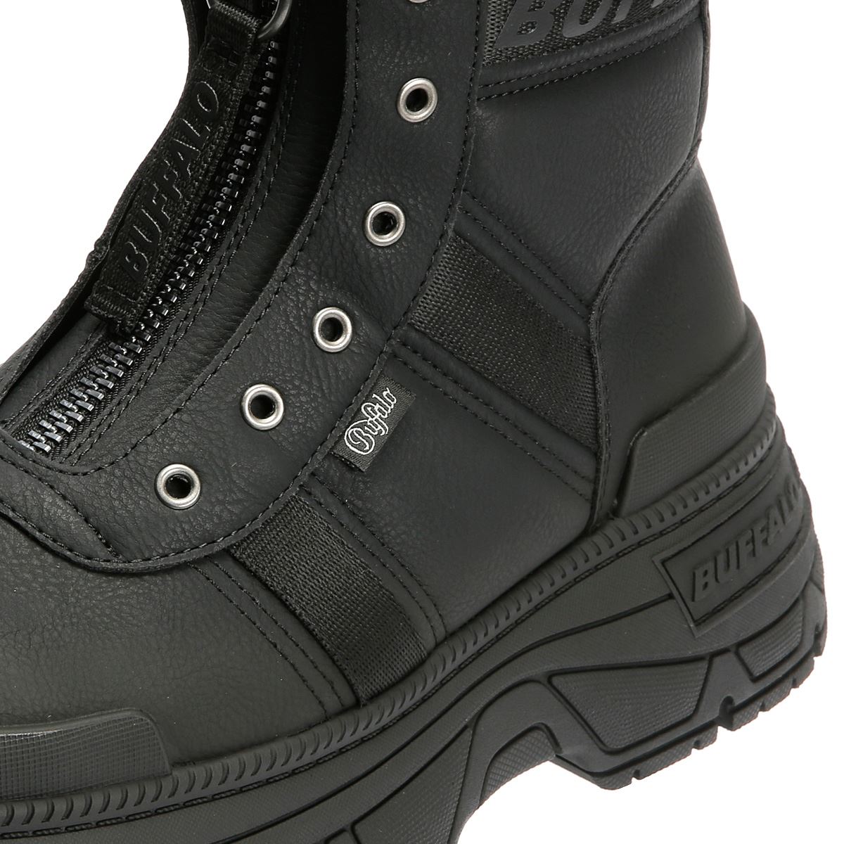 Buffalo Fusion Front Zip Bottes Noires Pour Femmes