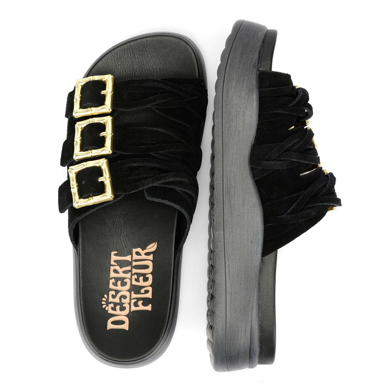 Desert Fleur Gypsum  Sandales Noires Pour Femmes En Suède