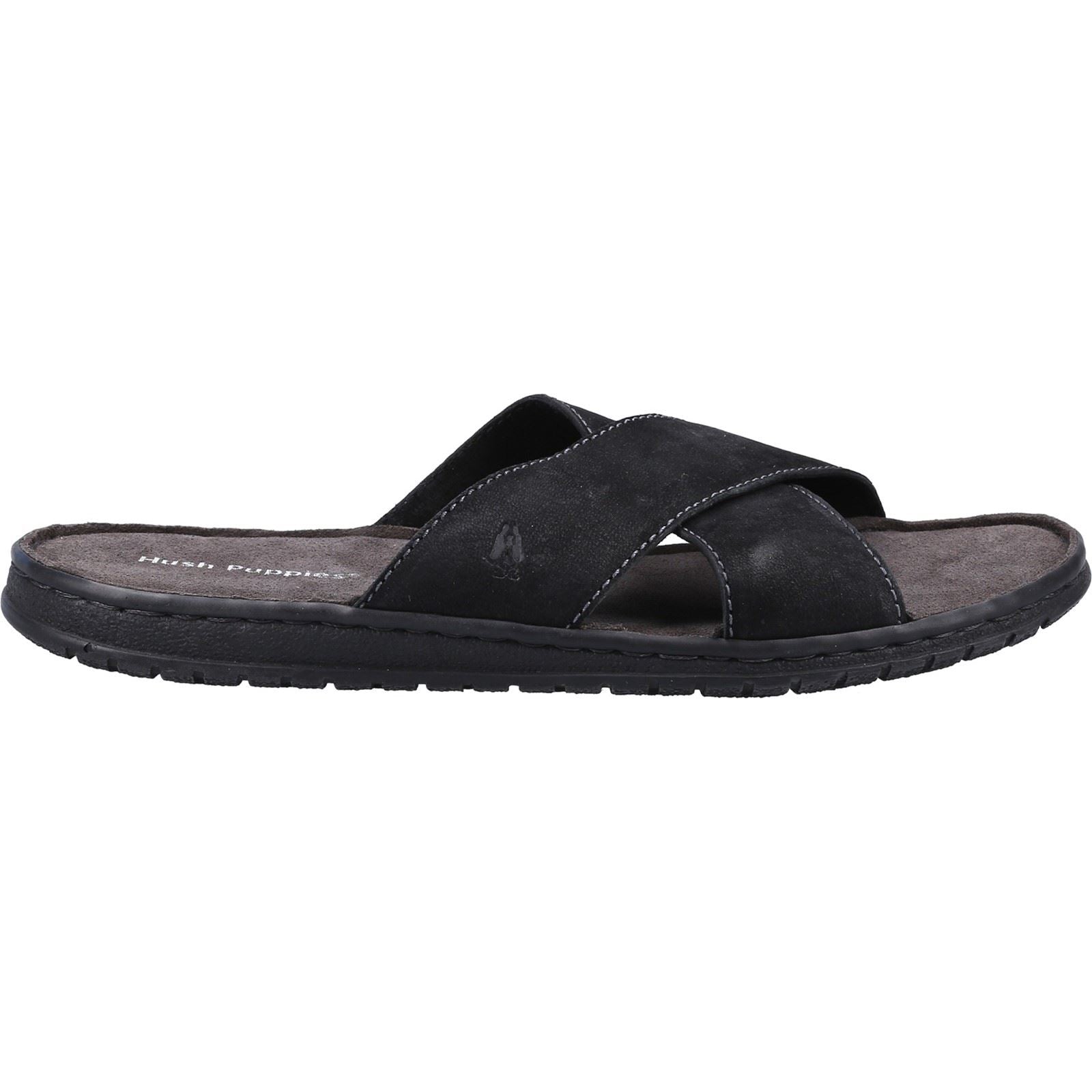 Hush Puppies Nile Cross Over Sandales En Cuir Noires Pour Hommes