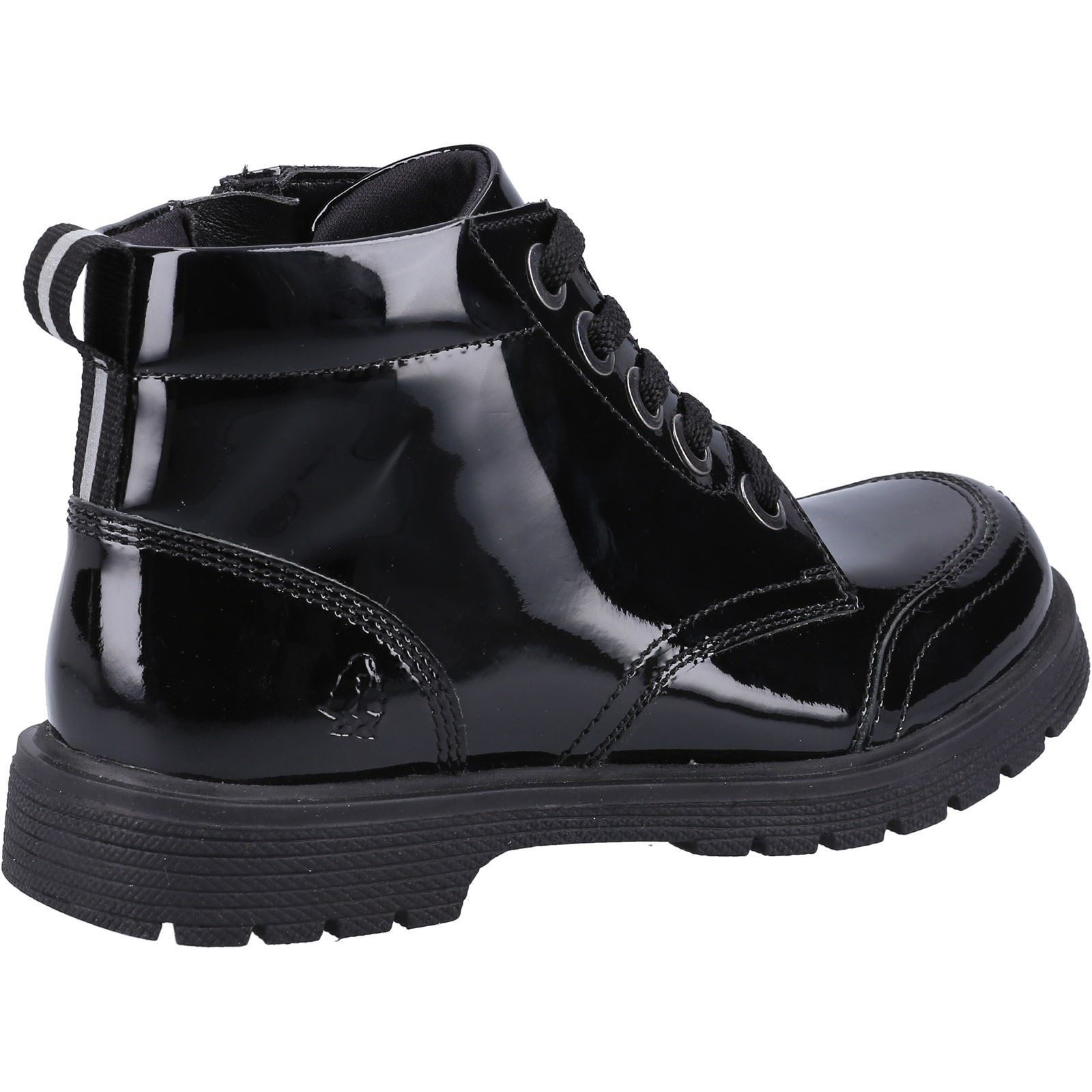 Hush Puppies Jolie Patent JNR Chaussures Noires Pour Filles En Cuir