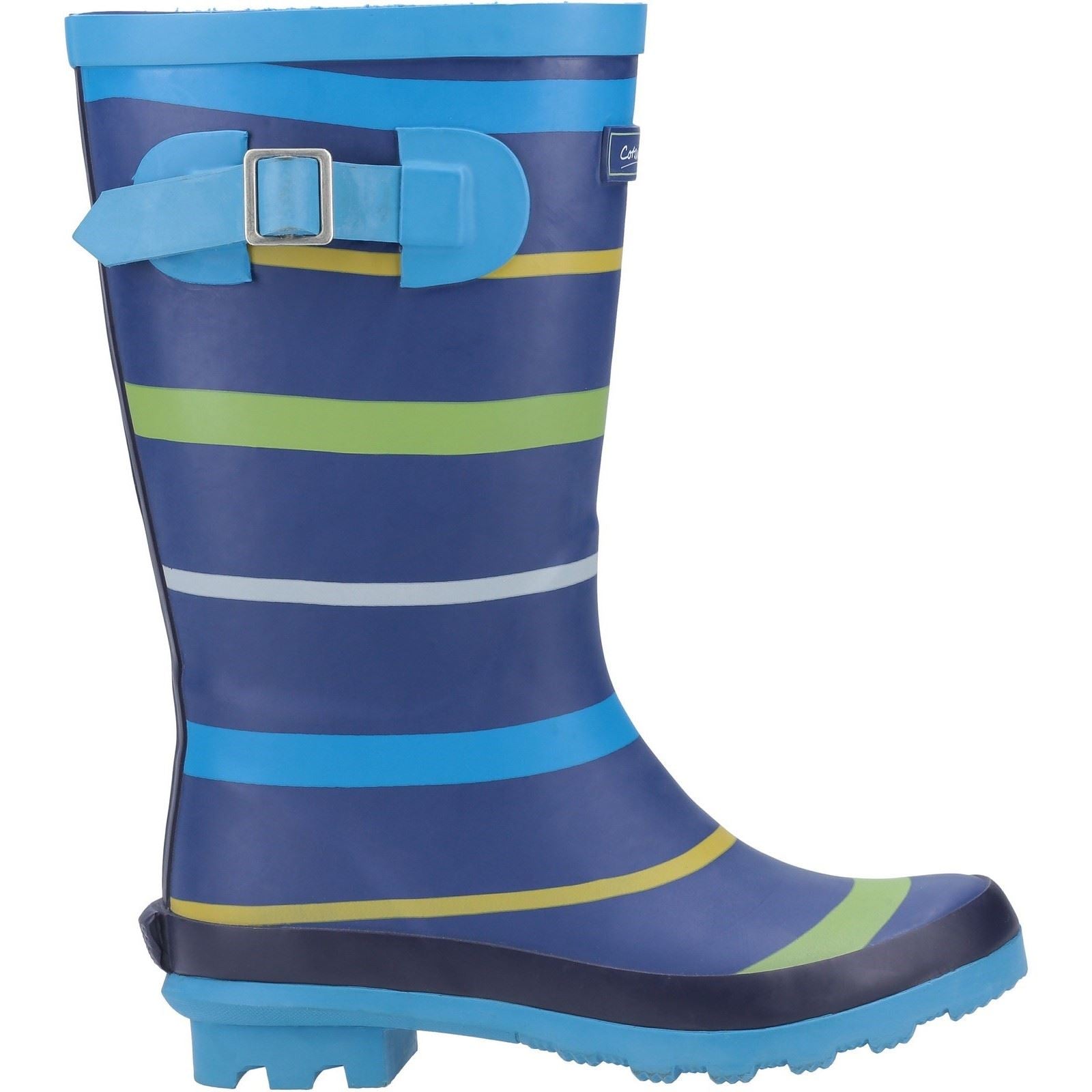 Cotswold Stripe Wellington Bottes Wellington En Caoutchouc Pour Garçons Bleues/Vertes/Jaunes