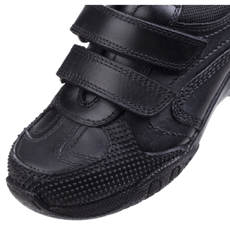 Hush Puppies Jezza Senior Chaussures Noires Pour Garçons En Cuir