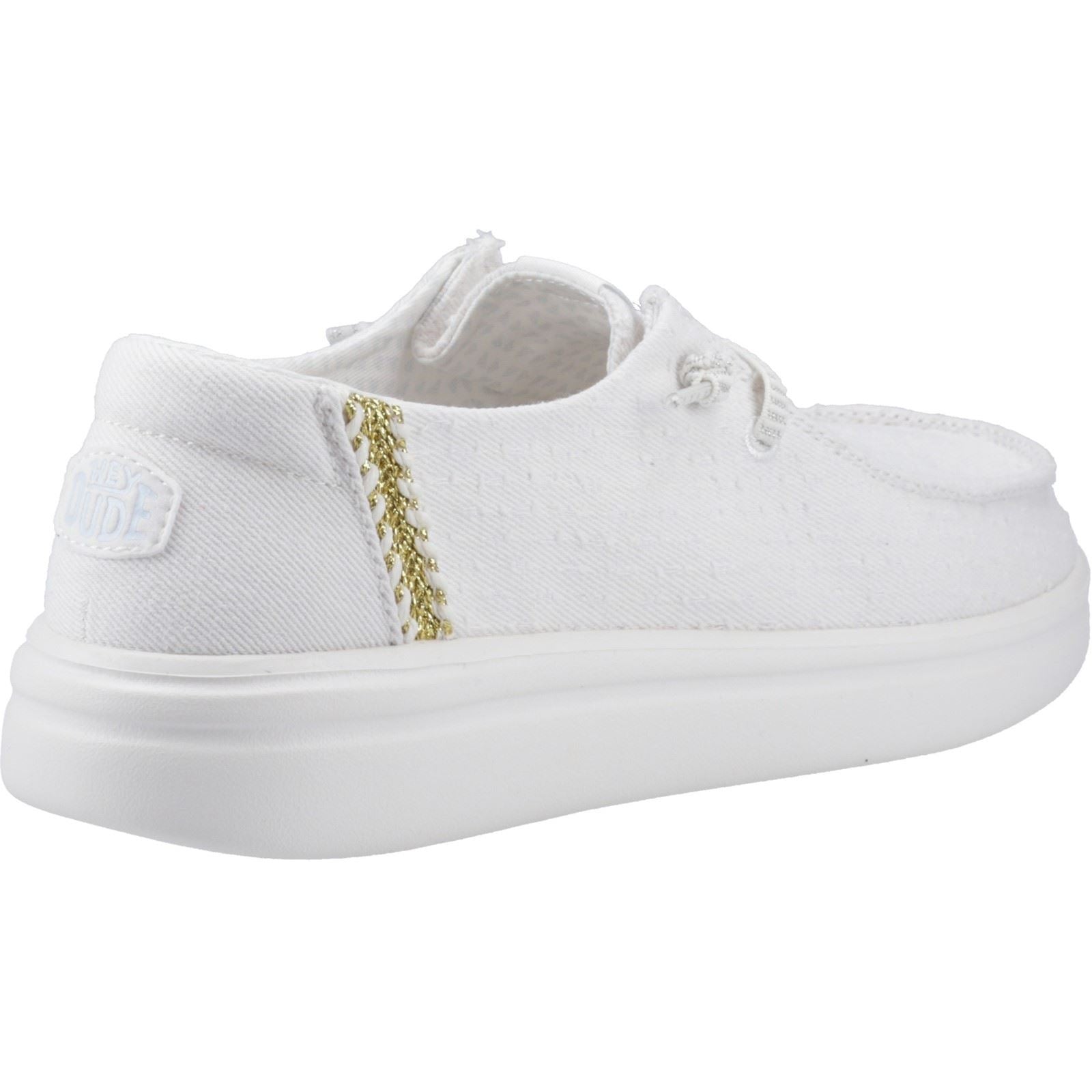 HEYDUDE Wendy Rise Perf Canvas Chaussures Mocassins Blanches Pour Femmes En Mélange De Polyester