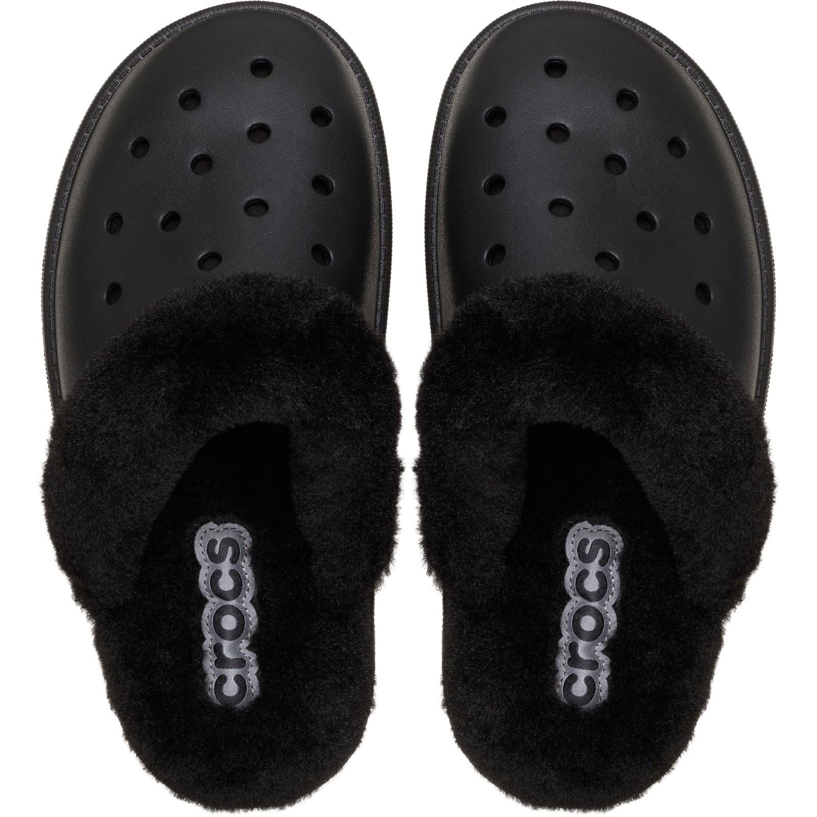 Crocs Classic Fuzz Scuff Sabots Noirs En Thermoplastique