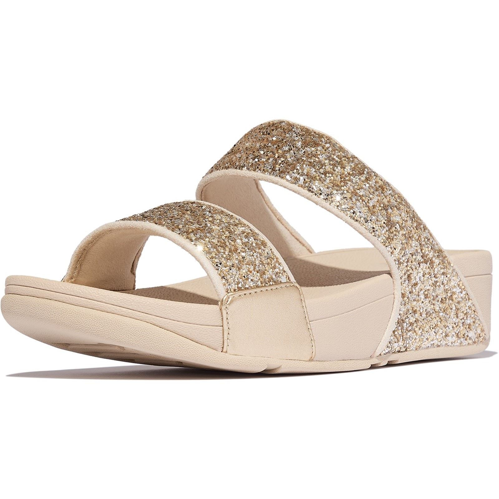 Fitflop Lulu 2 Bar Glitter Sandales En Polyuréthane Femmes Platino/Argent