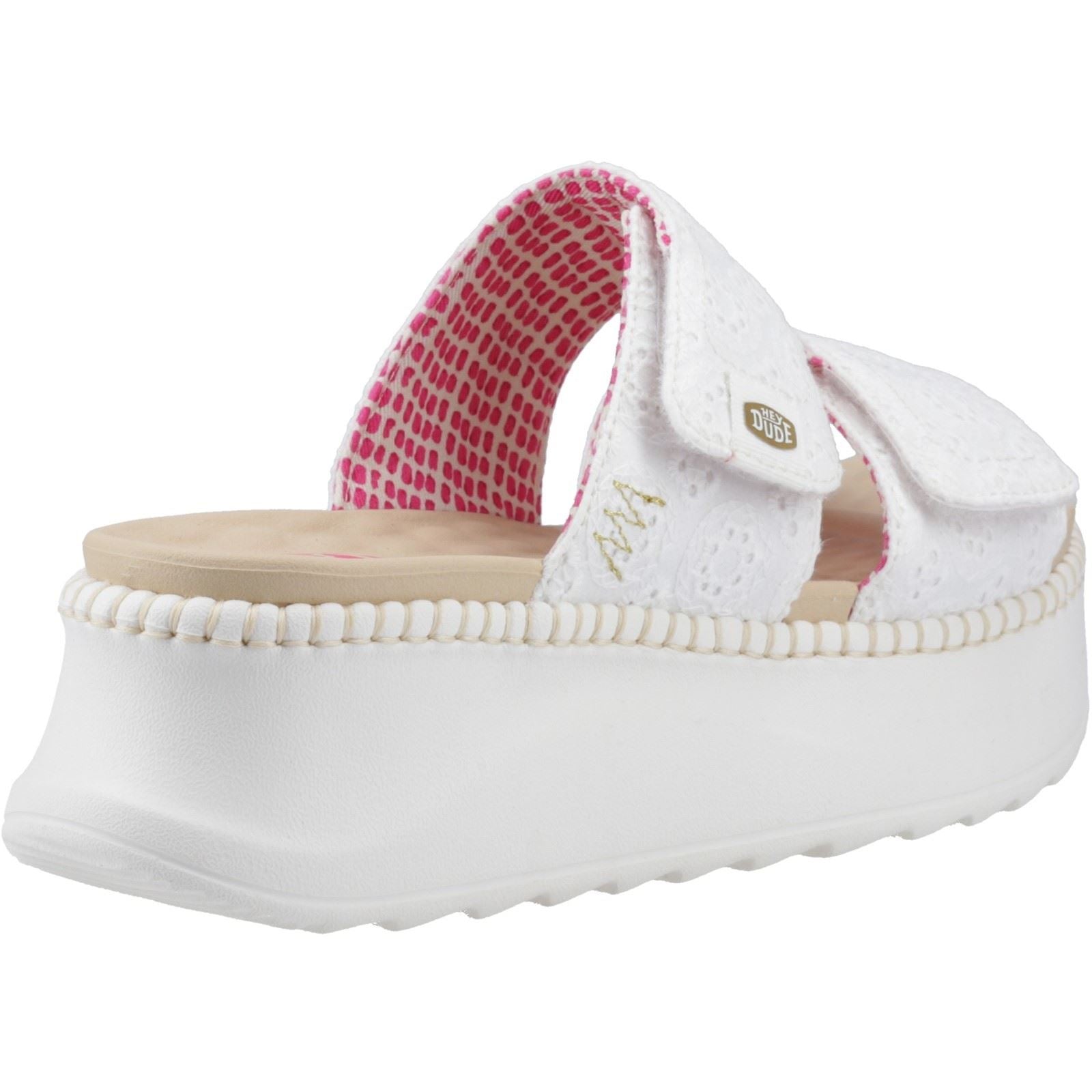 HEYDUDE Delray Slide Eyelet Sandales Blanches Pour Femmes En Coton