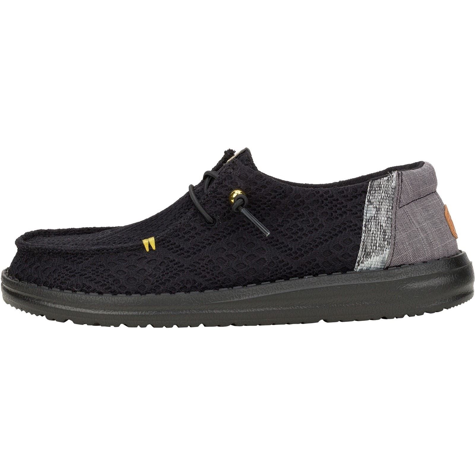 HEYDUDE Wendy Boho Crochet Mocassins Noirs En Polyester Pour Femmes