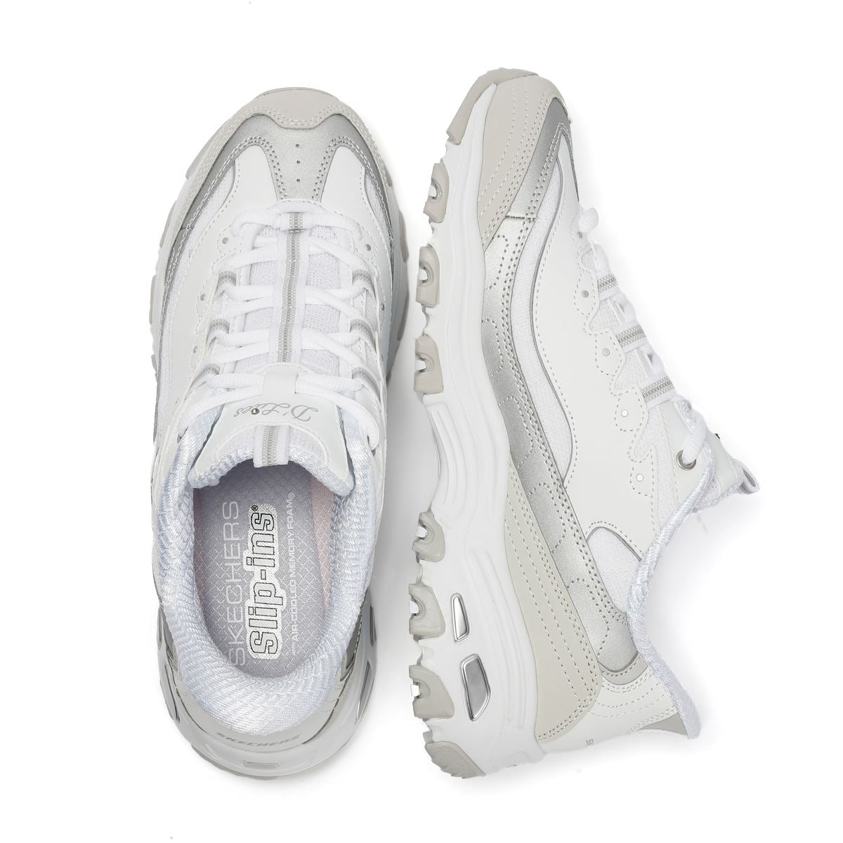 Skechers Slip-Ins D'Lites Smooth Baskets Blanches Pour Femmes