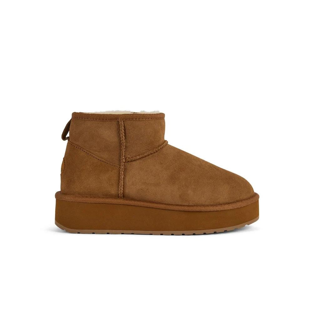 Emu Australia Stinger Micro Flatform 2.0 Bottes Marron En Peau De Mouton Pour Femmes