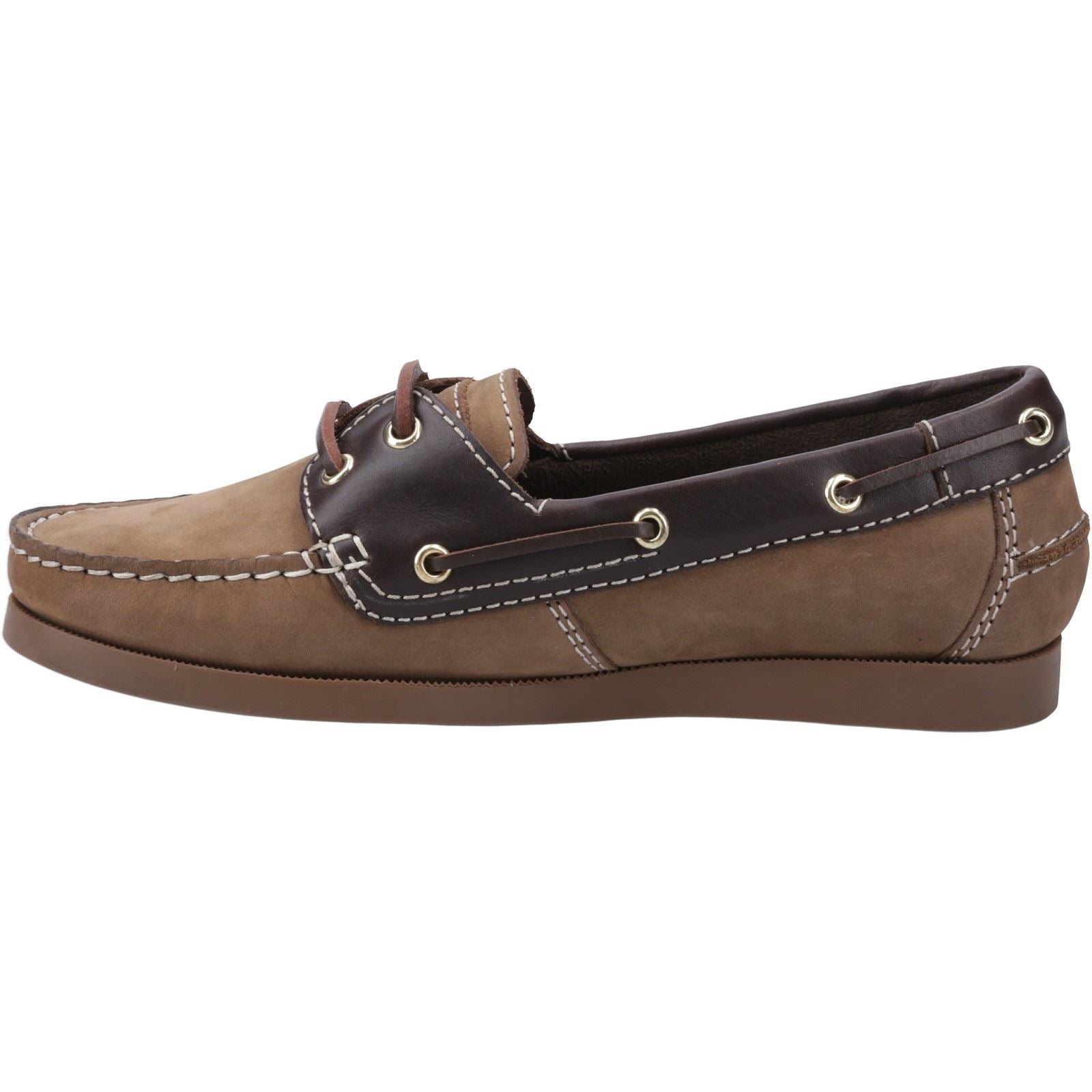 Cotswold Waterlane Chaussures Bateau Pour Femmes En Cuir Taupe/Marron