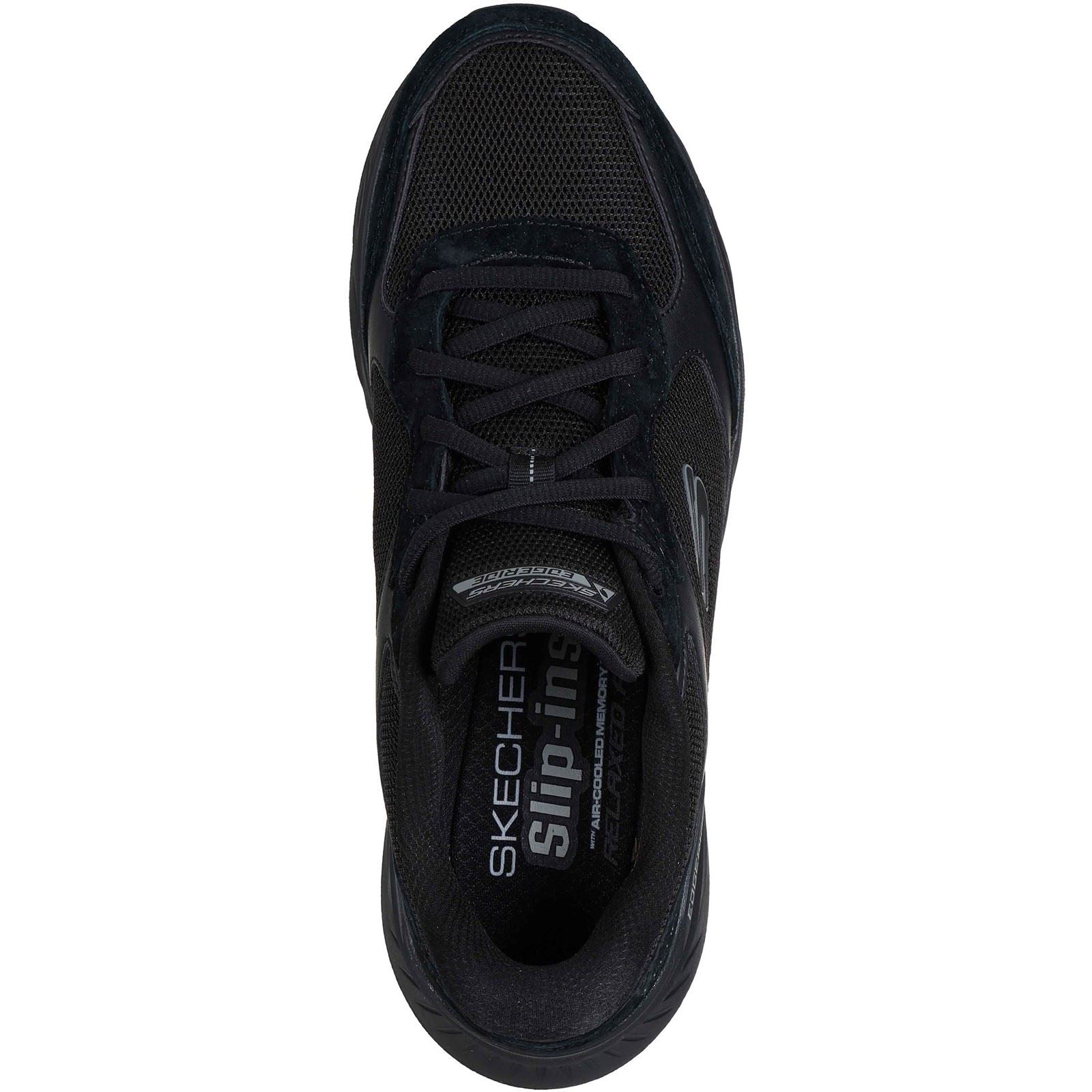 Skechers Edgeride Erlon Baskets Noires En Cuir Pour Hommes