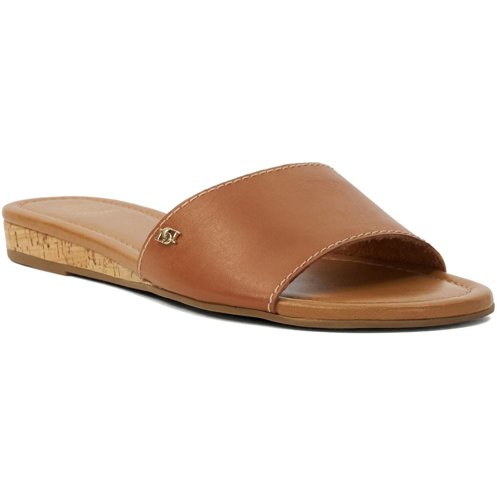 Dune Lino Sandales En Cuir Pour Femme Couleur Tan