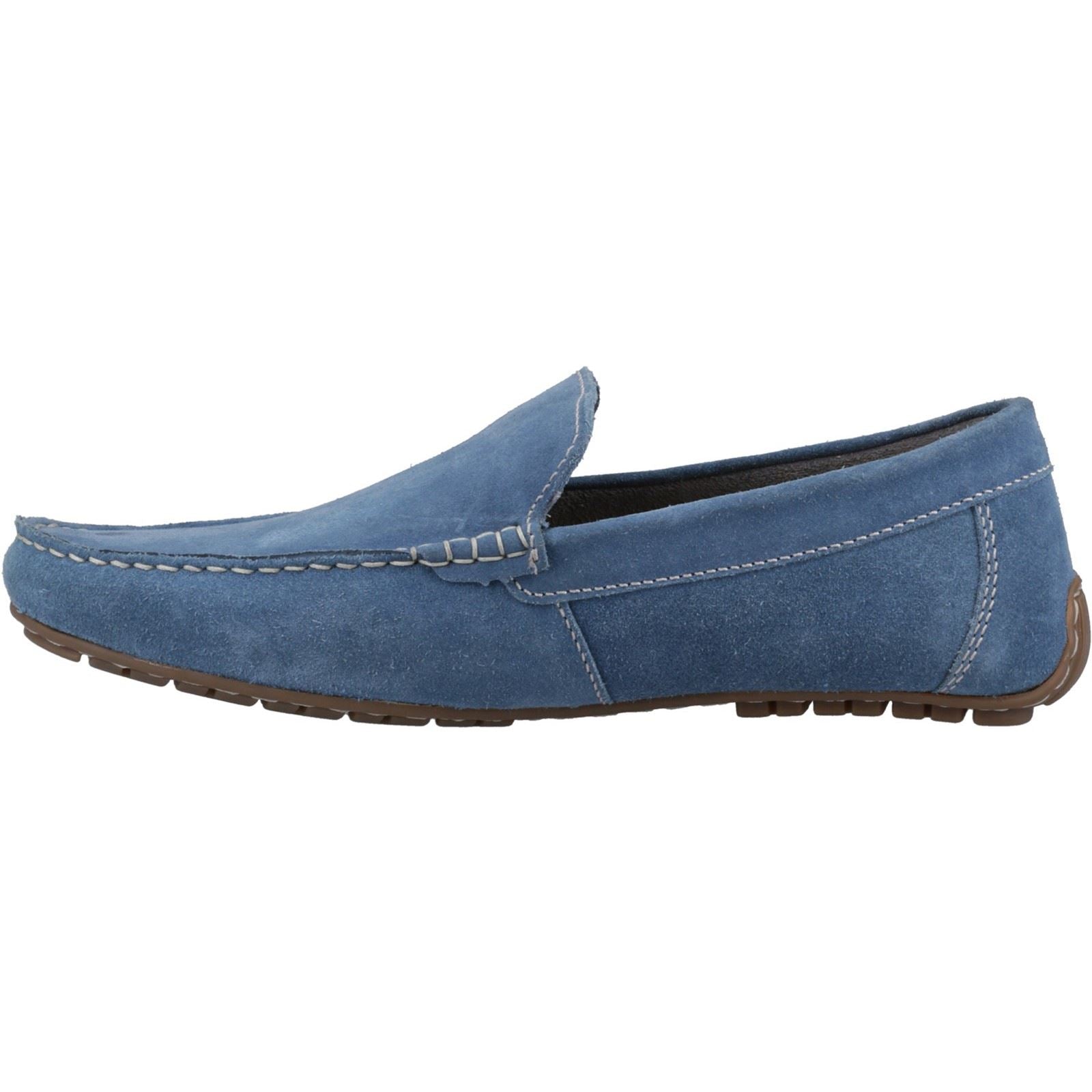 Hush Puppies Ralph Suede Chaussures Mocassins Bleues Pour Homme En Cuir