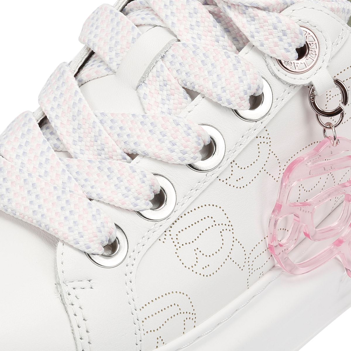 Karl Lagerfeld Kapri NFT Plexi Pendant Baskets Blanches En Cuir Pour Femmes
