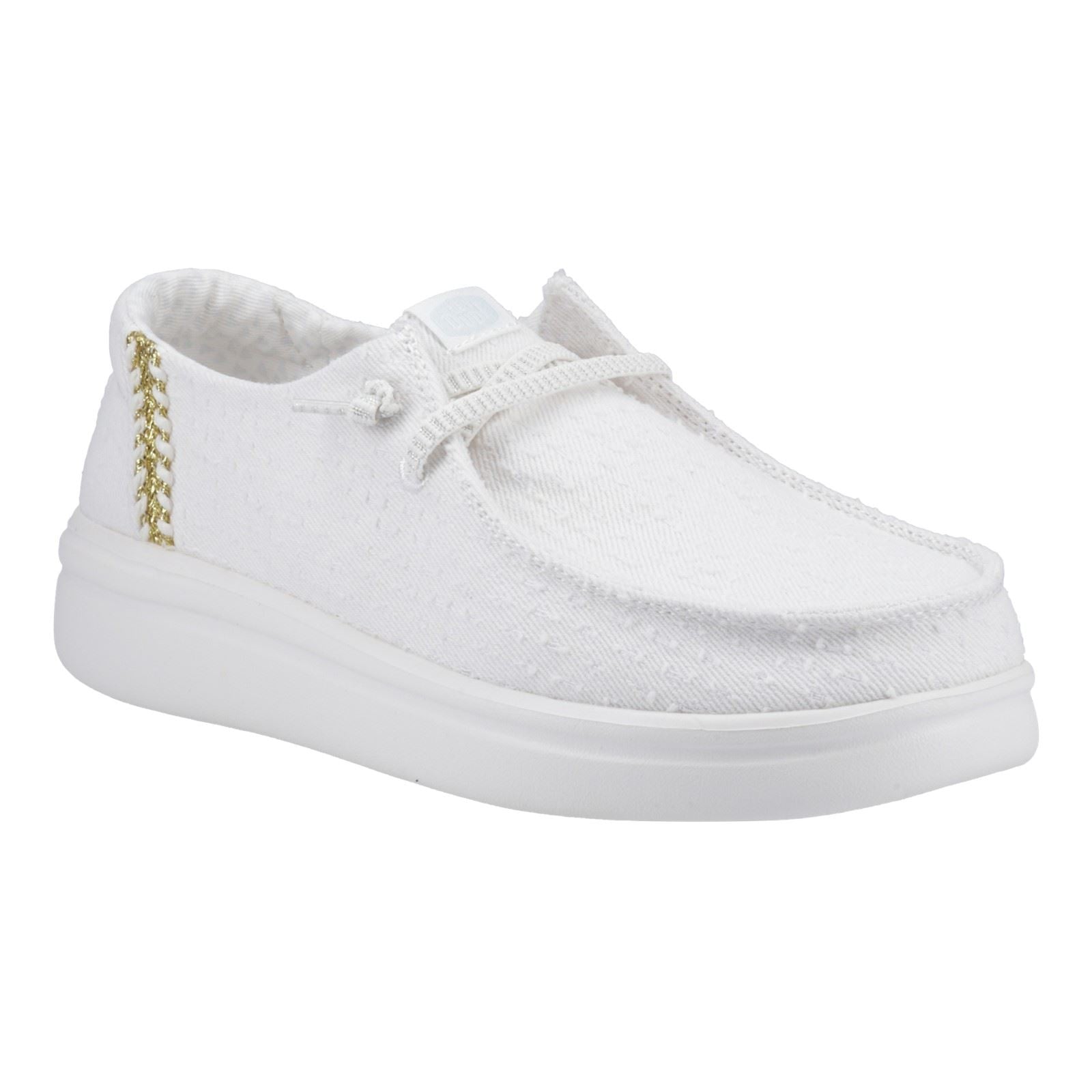 HEYDUDE Wendy Rise Perf Canvas Chaussures Mocassins Blanches Pour Femmes En Mélange De Polyester