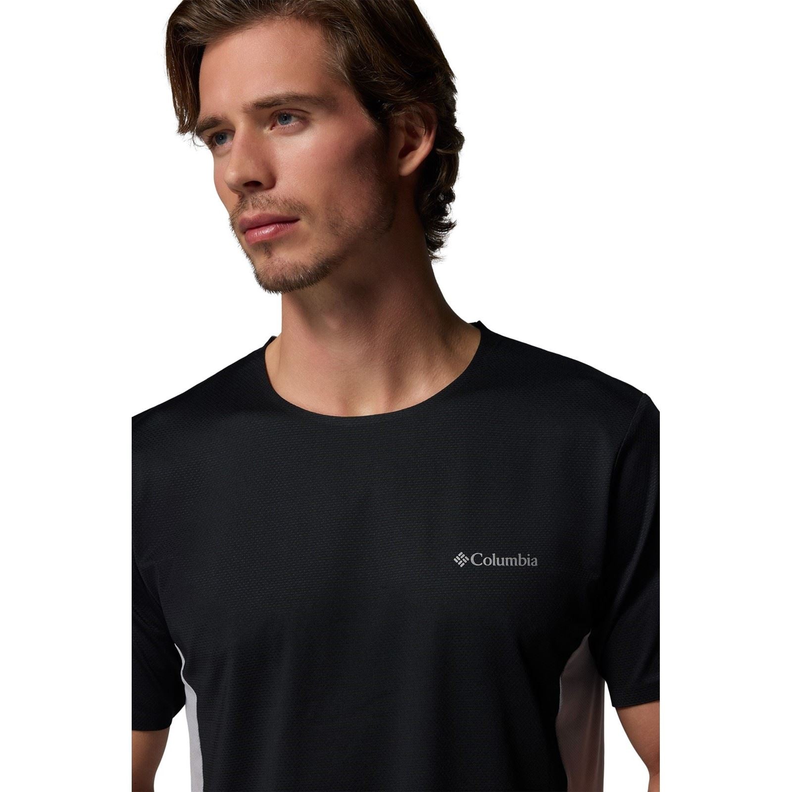Columbia Three Pitch SS Crew T-Shirts De Sport Actifs Pour Hommes En Polyester Noir