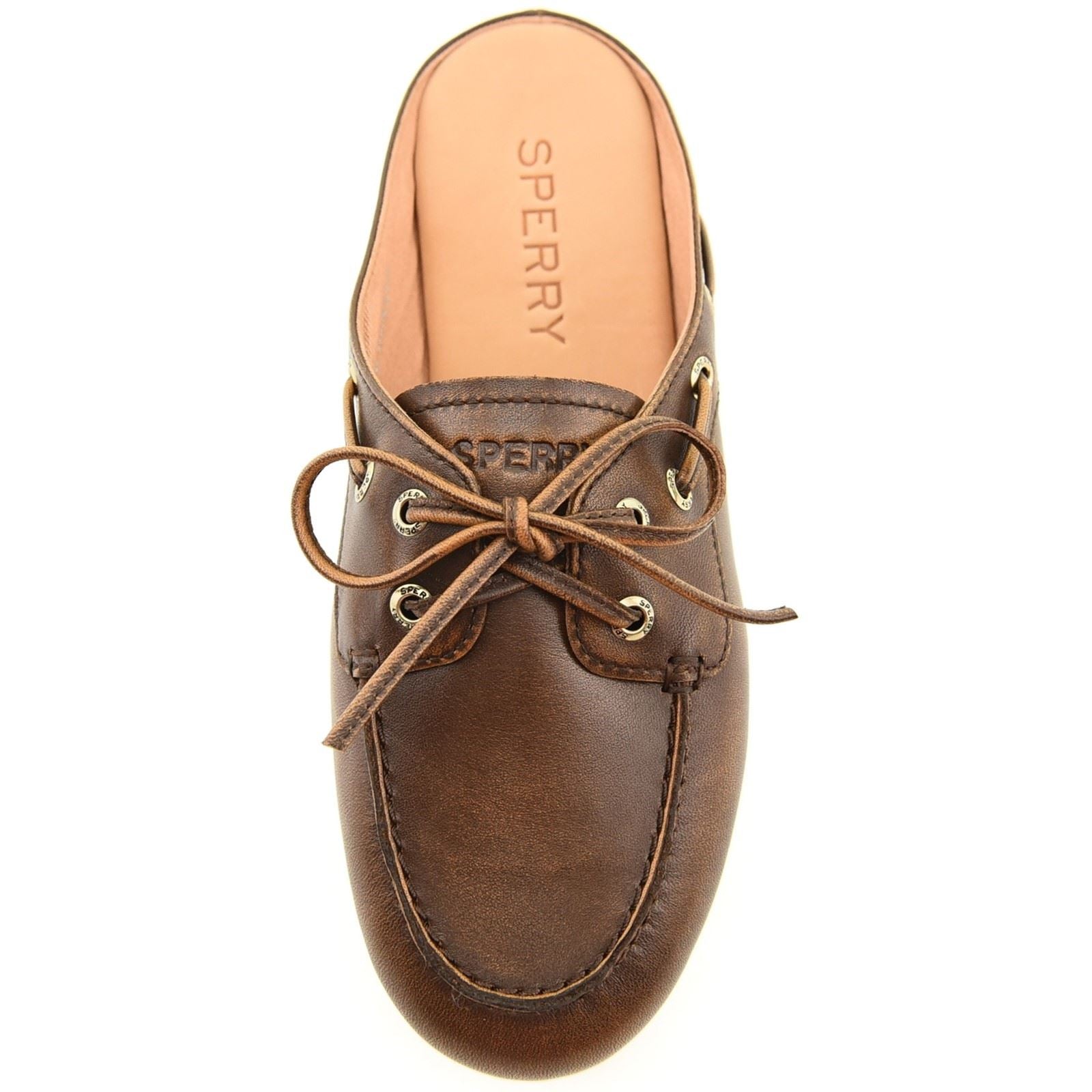 Sperry Slimboat Mules En Cuir Marron Pour Femmes