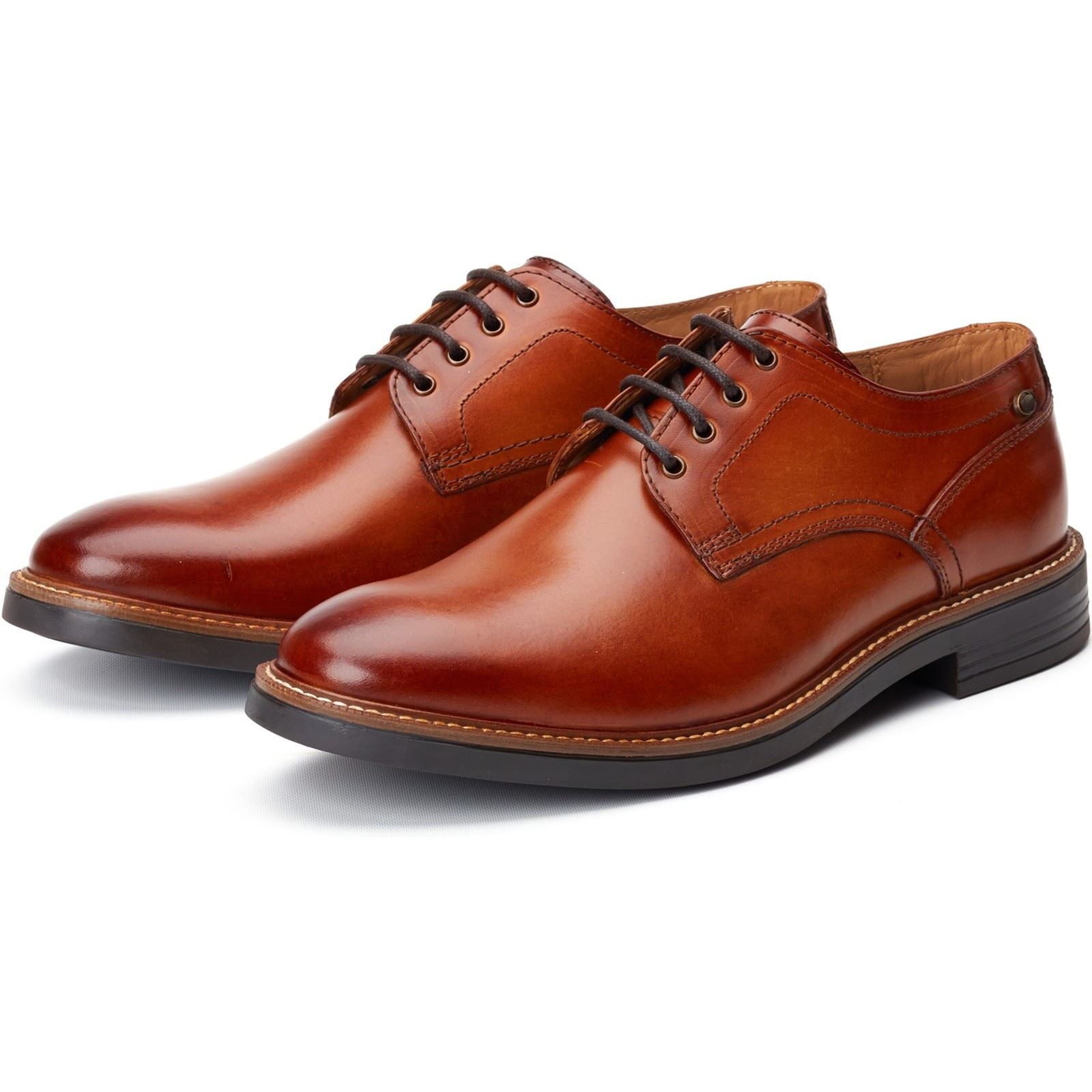 Base London Durham Chaussures En Cuir Pour Hommes En Tan Brûlé À Lacets