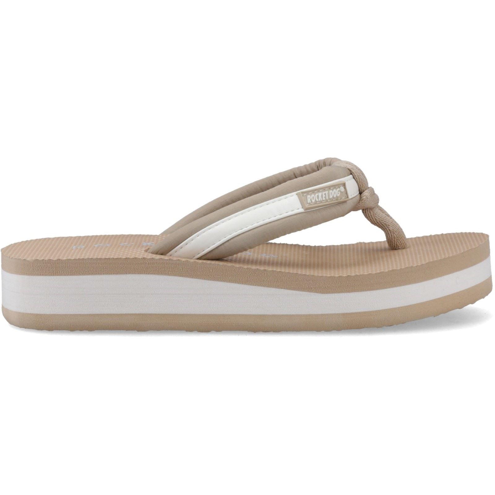 Rocket Dog Monica Nylon PU Tongs En Textile Pour Femmes Beige Clair / Blanc Cassé