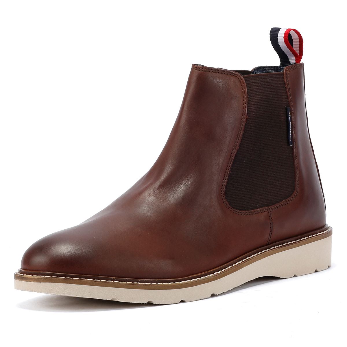 Ben Sherman Hampton Chelsea Bottes Rouges En Cuir Pour Hommes