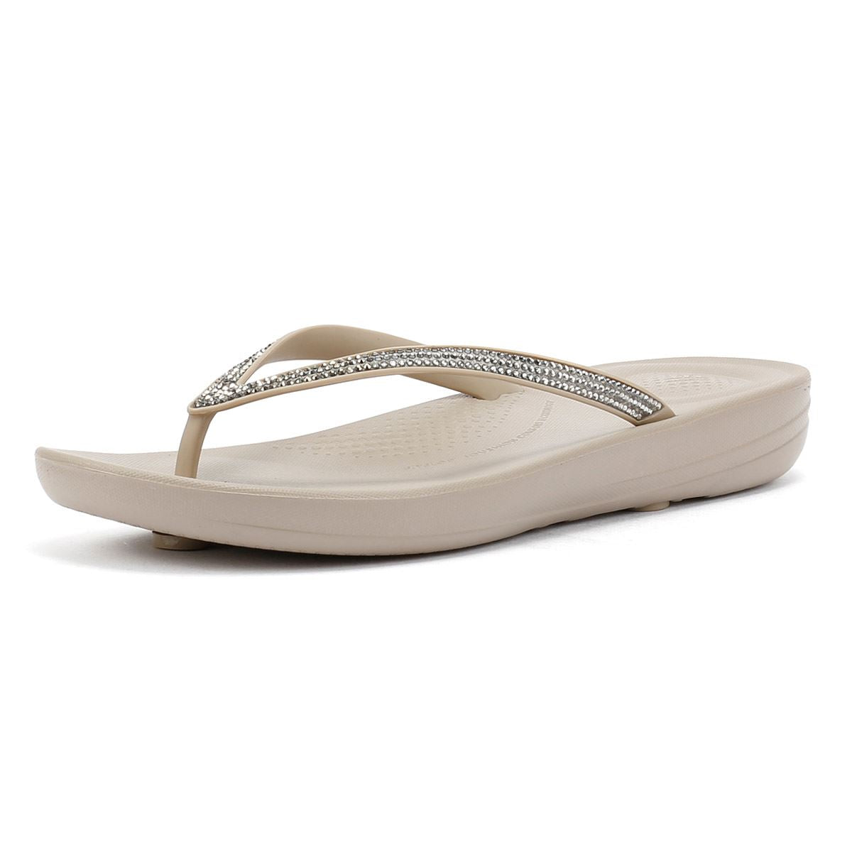 FitFlop Iqushion Ombre Sparkle Tongs Pour Femmes En Caoutchouc Beige