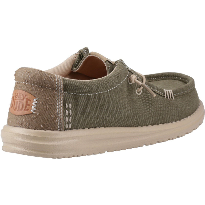 HEYDUDE Wally Workwear Chaussures Mocassins Pour Hommes En Mélange De Polyester Vert Sombre/Crème Irlandaise