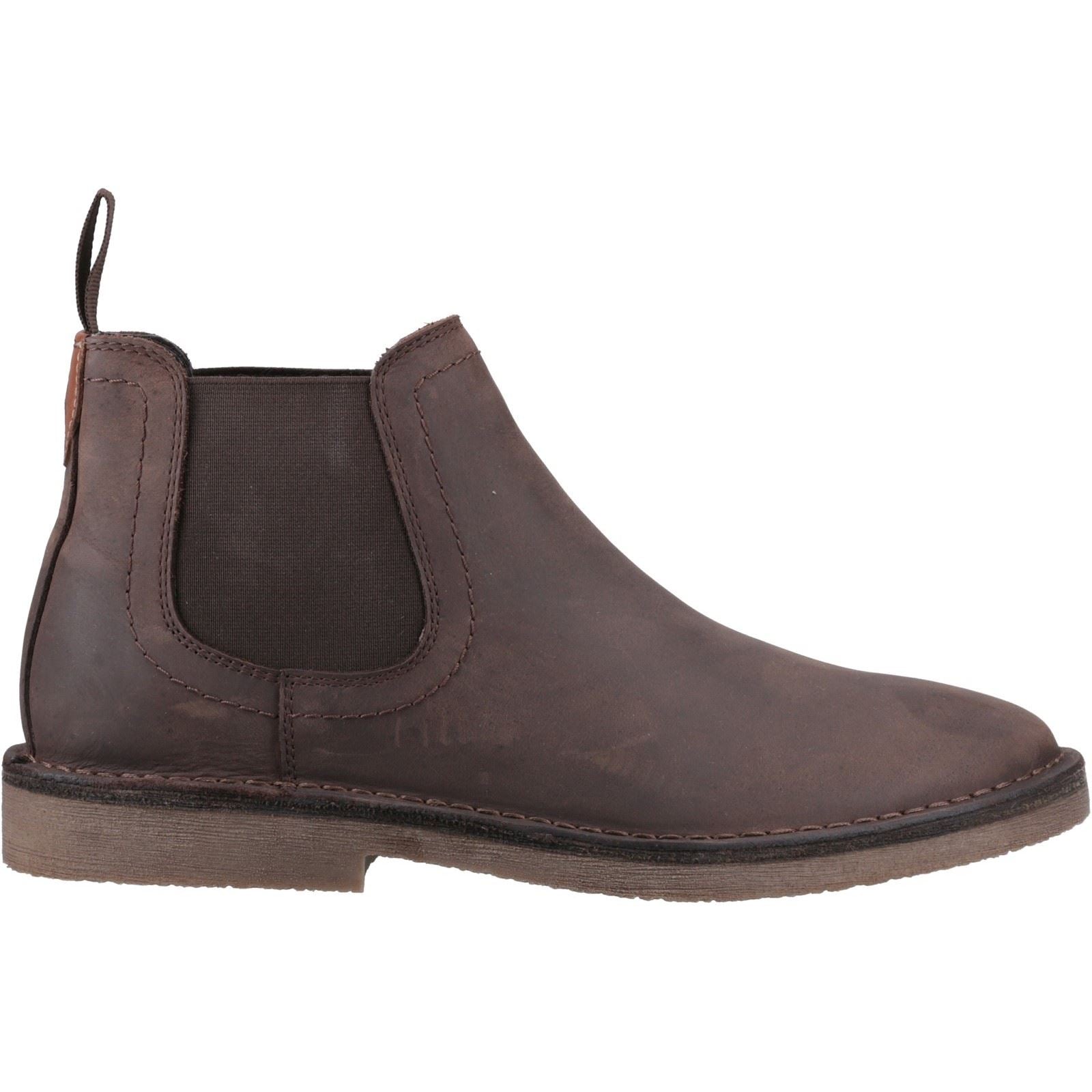 Hush Puppies Shaun Bottes Homme En Cuir Marron Ciré