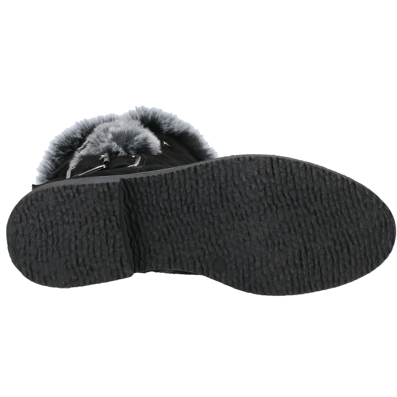 Hush Puppies Megan Wide Bottes En Daim Noir Pour Femmes