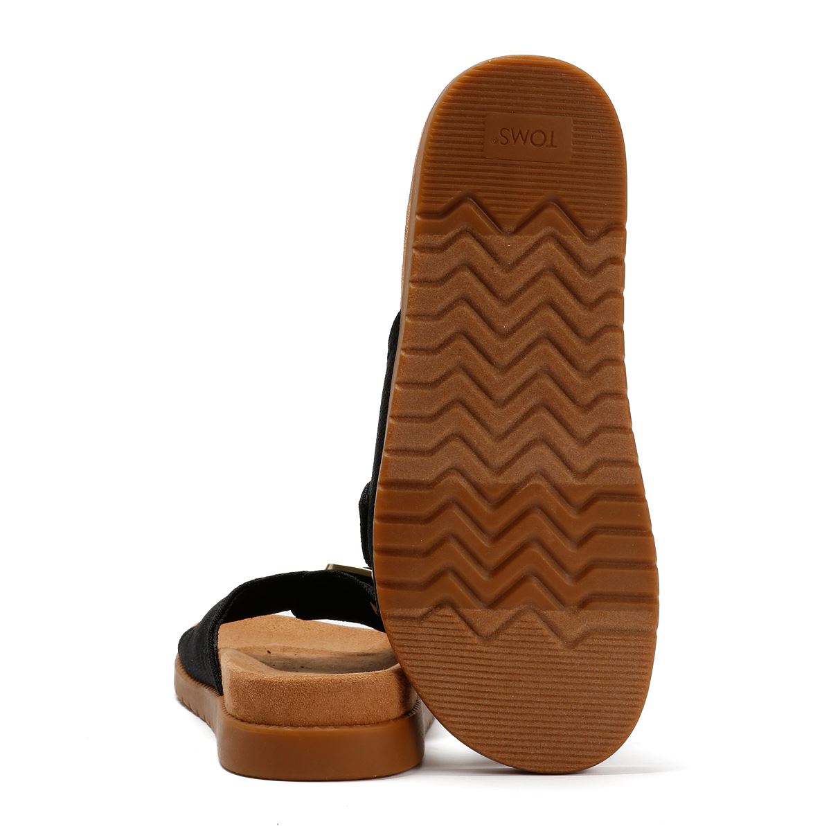 TOMS Marin Slide Sandales Noires En Toile Pour Femmes