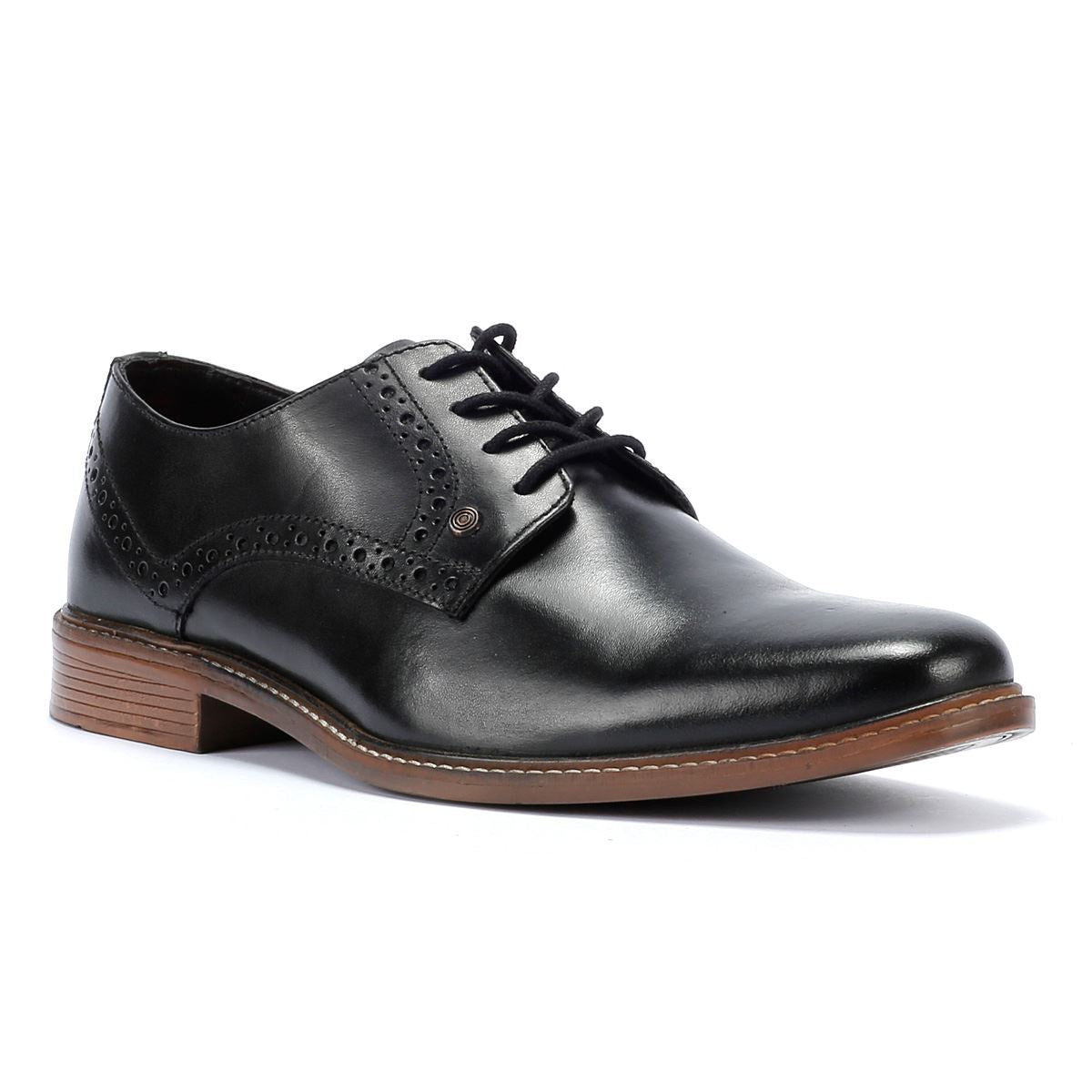 Lambretta Harvey Derby Chaussures À Lacets En Cuir Noir Pour Hommes
