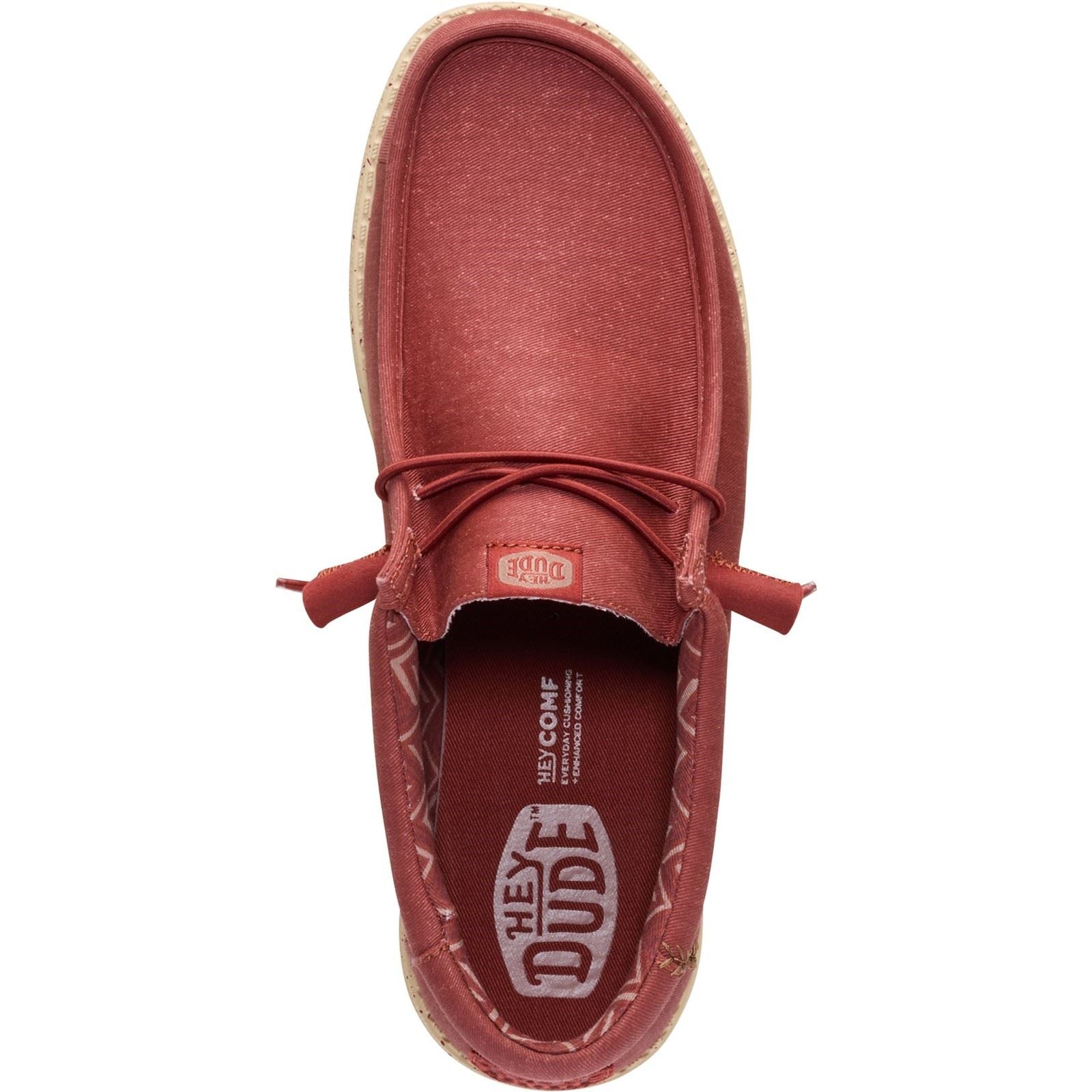 HEYDUDE Wally Stretch Canvas Mocassins En Textile Pour Hommes Rouge Brûlé/Tan Boulder