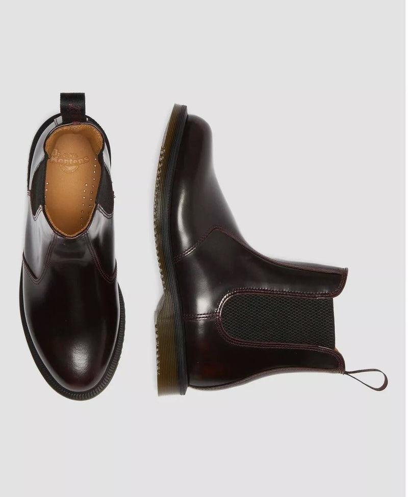 Dr. Martens Flora Chelsea Bottes Rouges En Cuir Pour Femmes