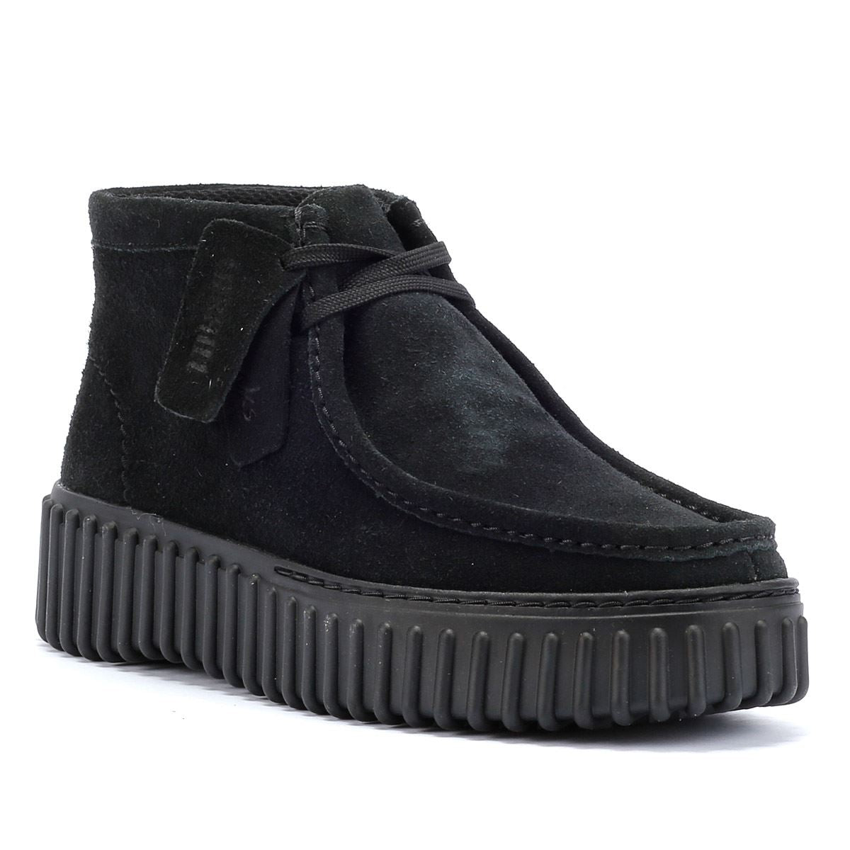 Clarks Main Torhill Moss Bottes Noires En Daim Pour Femmes