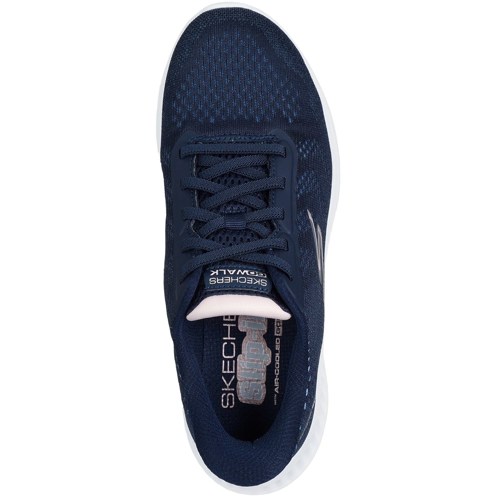 Skechers Go Walk Now Khloe Chaussures De Sport Pour Femmes En Textile Bleu Marine/blanc