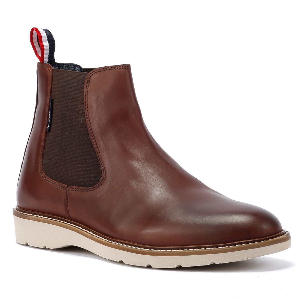 Ben Sherman Hampton Chelsea Bottes Rouges En Cuir Pour Hommes