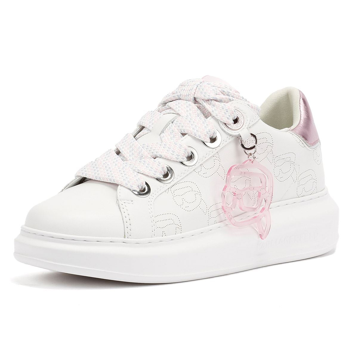 Karl Lagerfeld Kapri NFT Plexi Pendant Baskets Blanches En Cuir Pour Femmes
