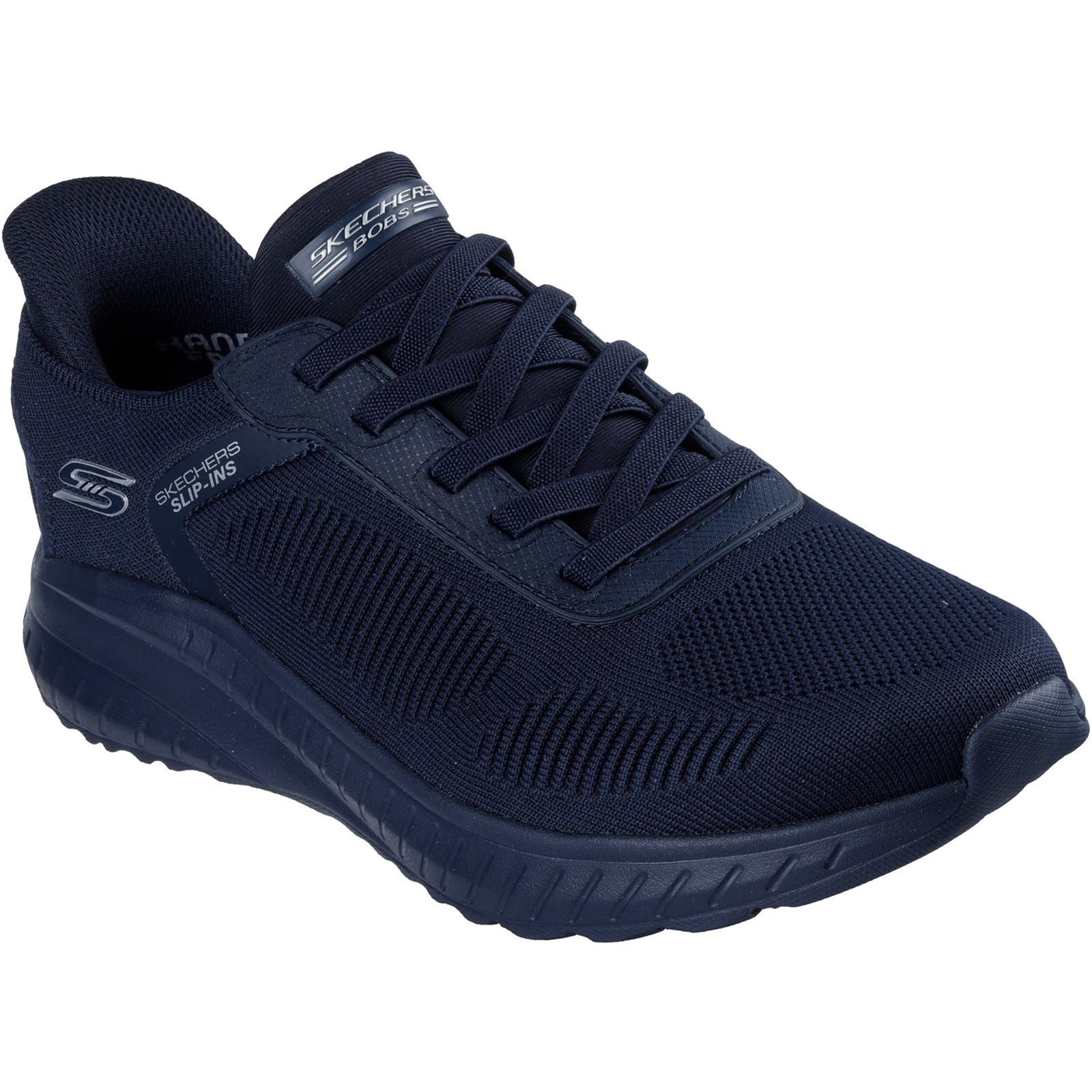 Skechers BOBS Sport Squad Chaos Solid Step Chaussures De Sport Pour Hommes En Toile Bleu Marine Foncé