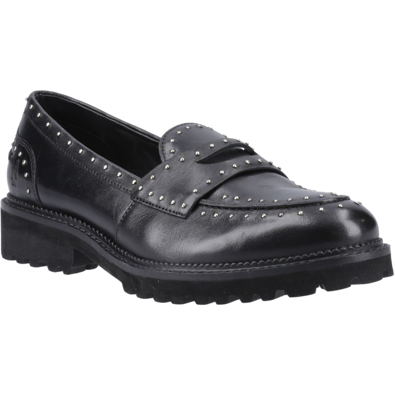 Hush Puppies Genie Mocassins En Cuir Noirs Pour Femmes