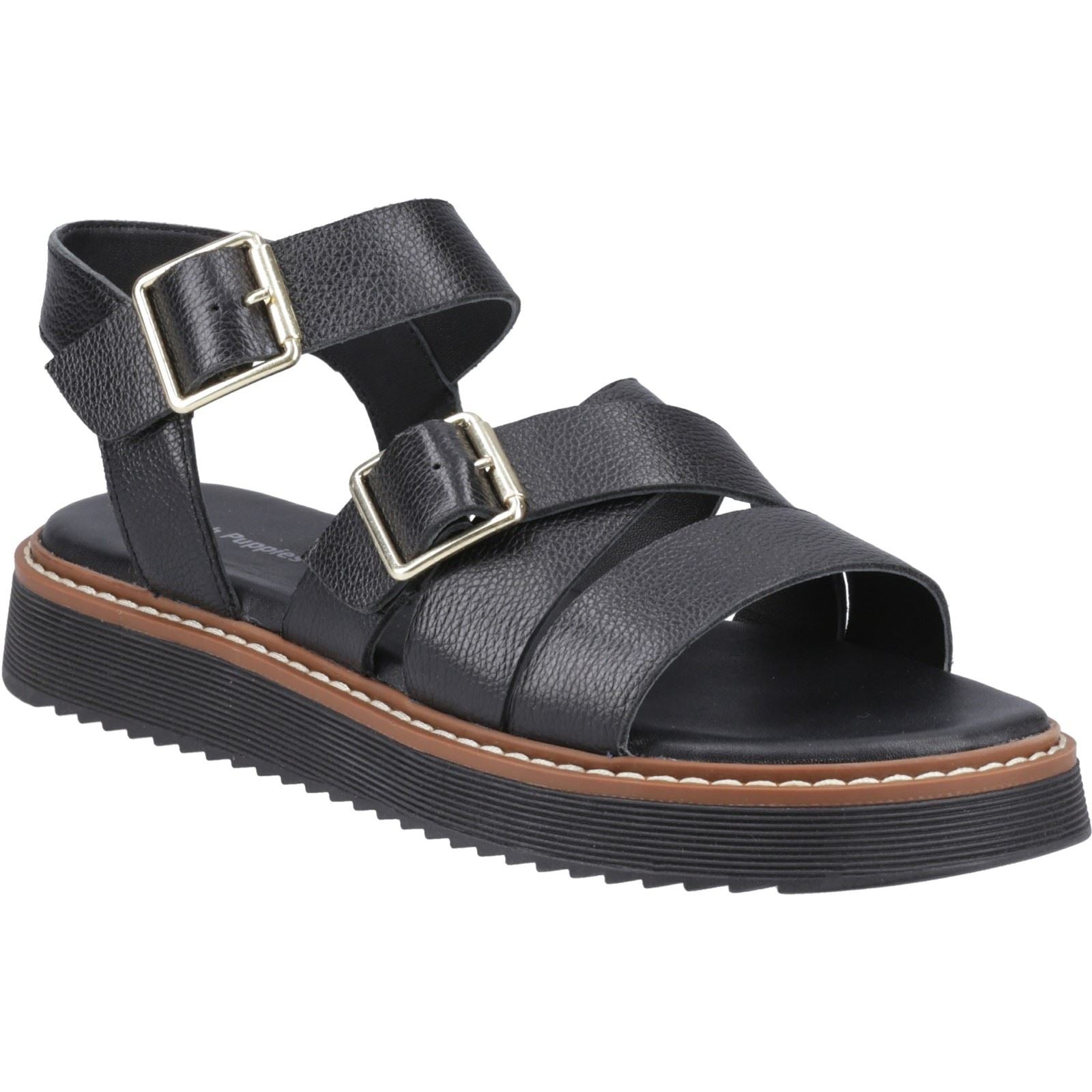 Hush Puppies Cady Sandales Noires Pour Femmes En Cuir