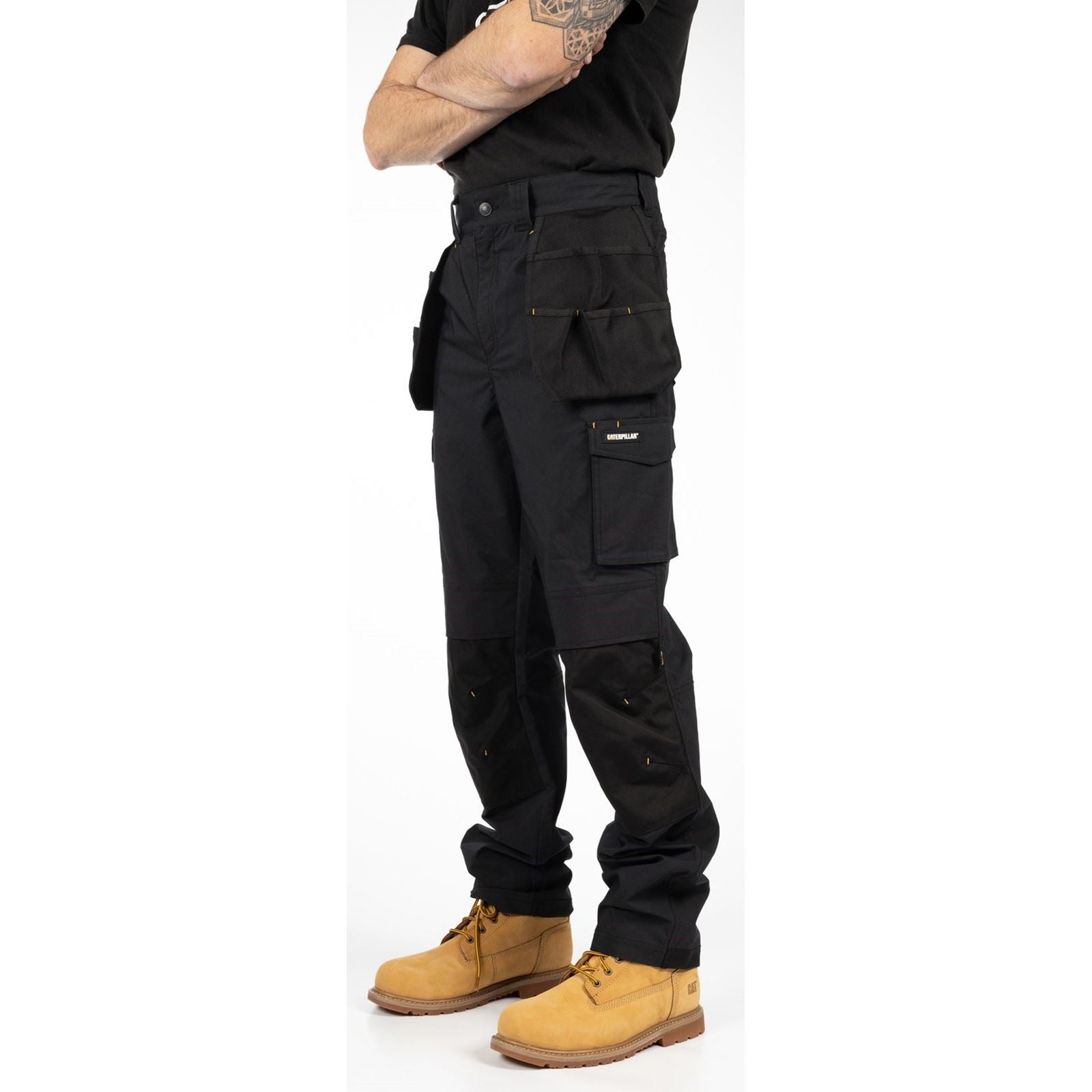 Caterpillar Nexus Holster Stretch Pocket Pantalons Noirs En Coton Pour Hommes - Extérieur